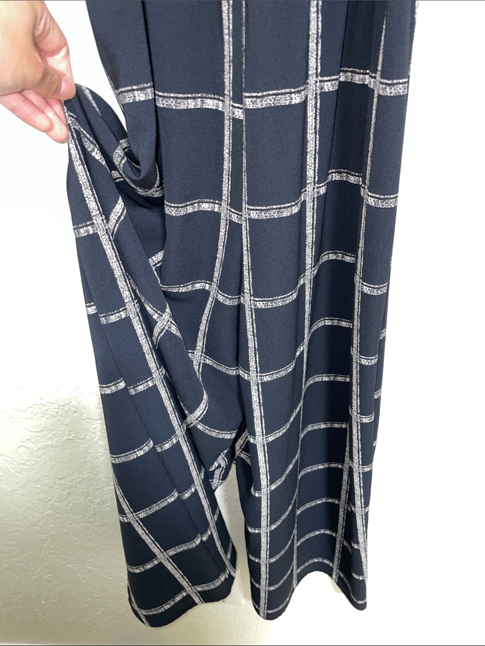 Apt. 9 Navy and White Windowpane Sleeveless Jumpsuit - Picture 6 of 9